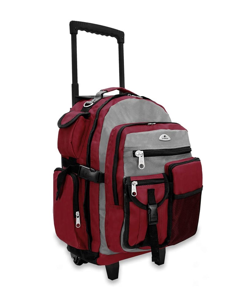 Everest 5045 Deluxe Wheeled Backpack, Burgundy, One Size - Image 1